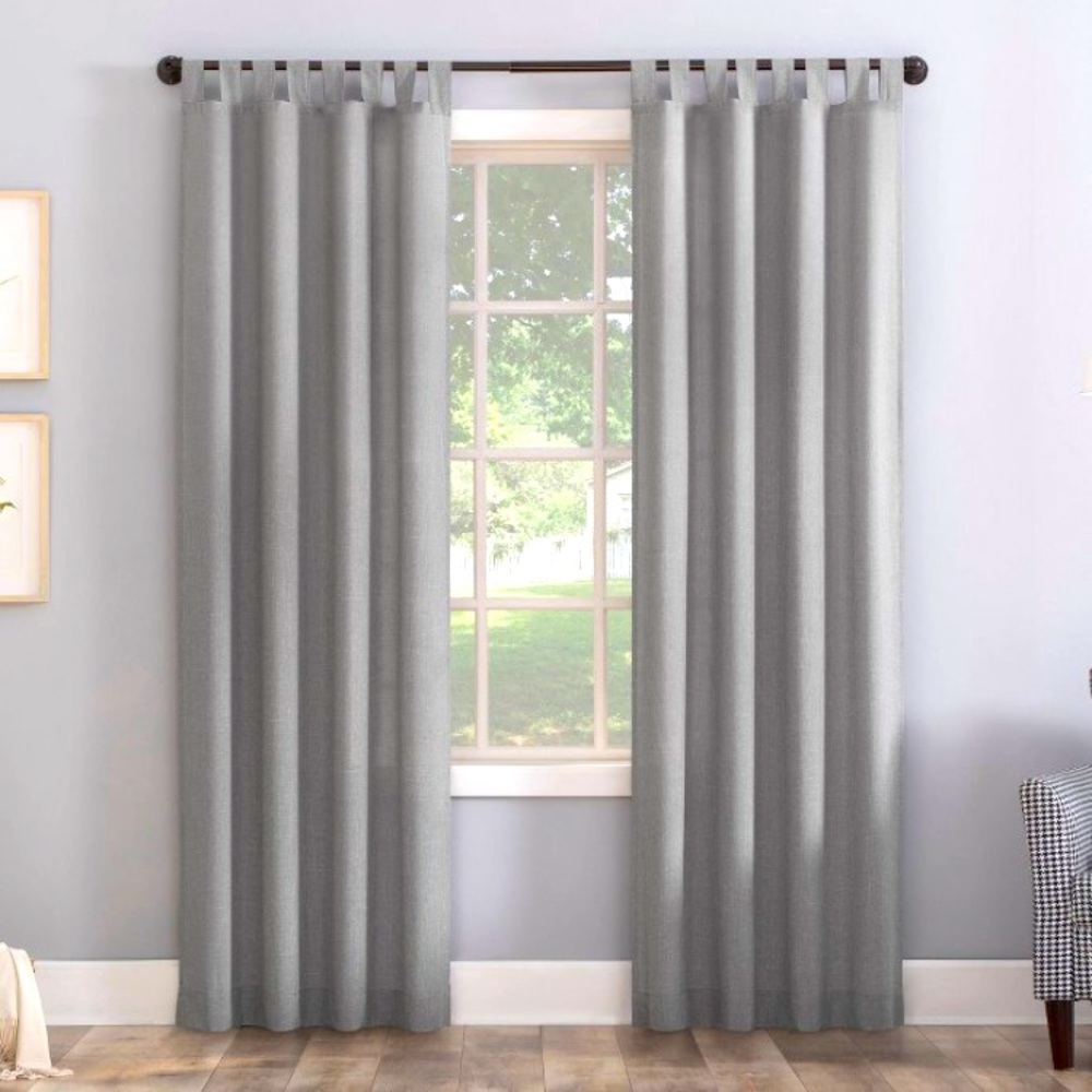 NIP Joshua Heathered Textured Tab Top Semi Sheer Curtain Panel Silver- No 918